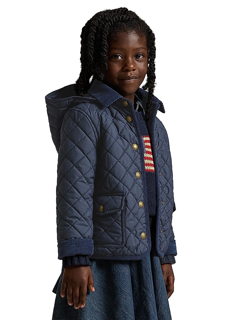 Little Girl's & Girl's Quilted Hooded Jacket
