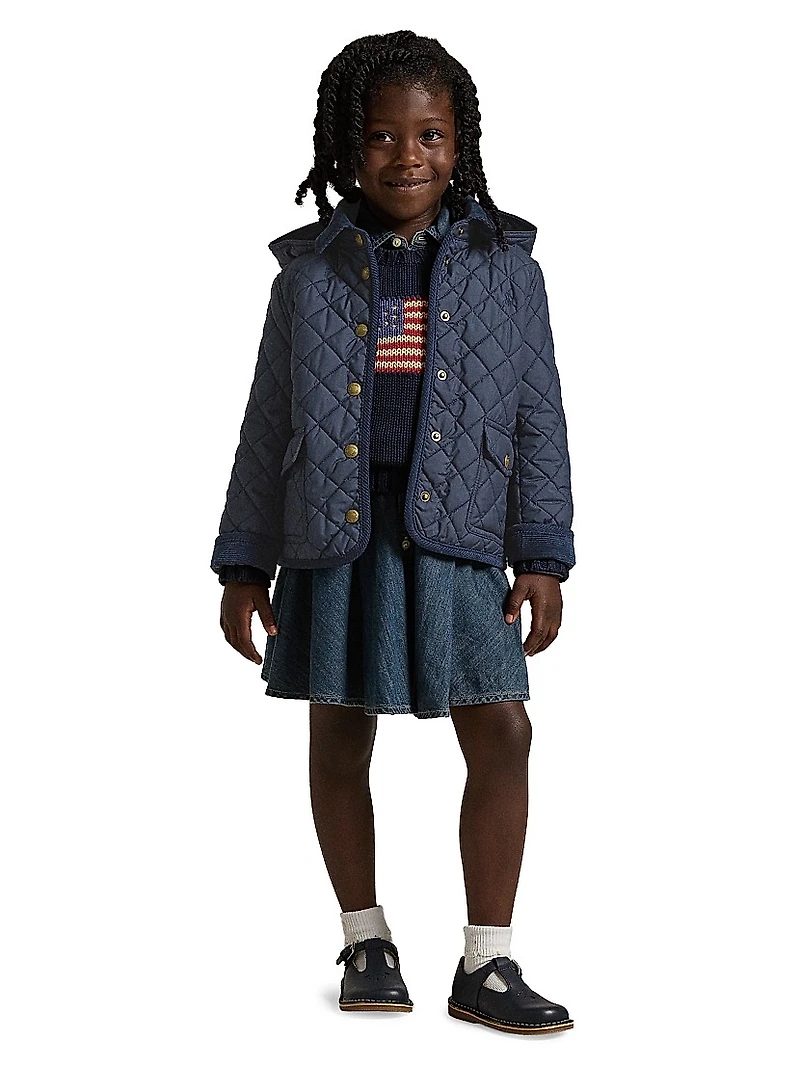Little Girl's & Girl's Quilted Hooded Jacket
