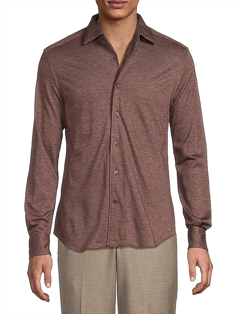 Wool-Blend Button-Up Shirt