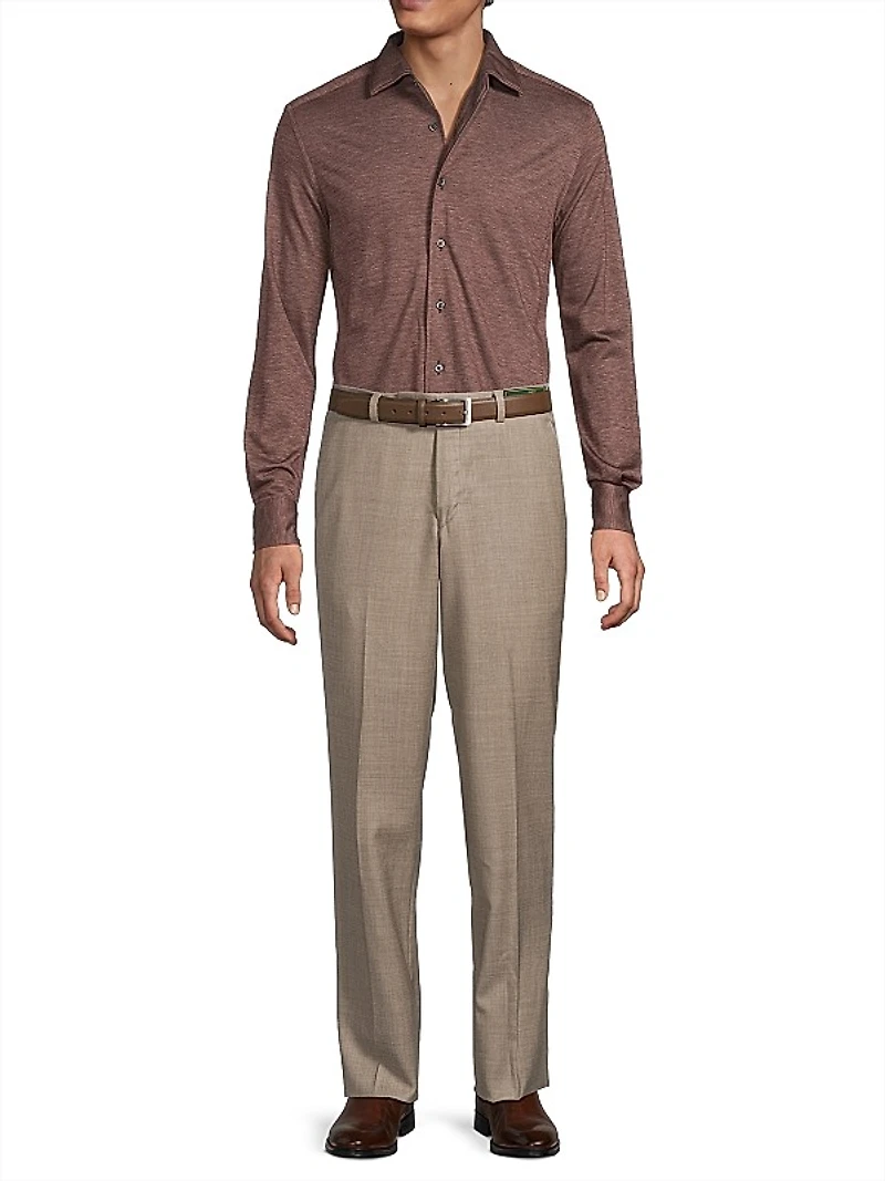 Wool-Blend Button-Up Shirt