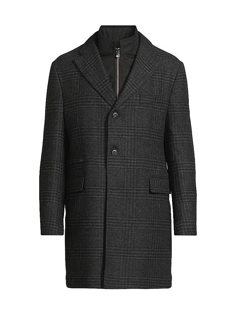 ID Glen Plaid Wool Coat