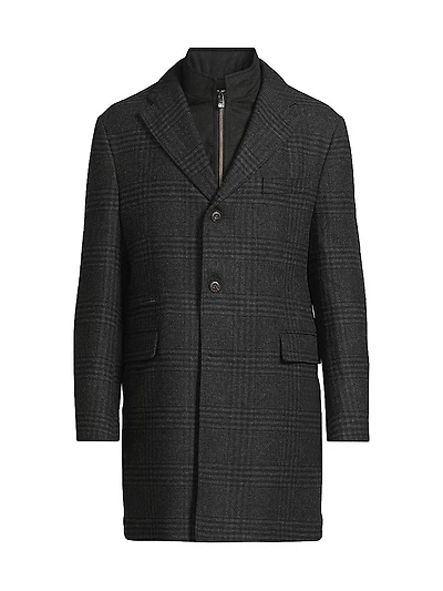 ID Glen Plaid Wool Coat