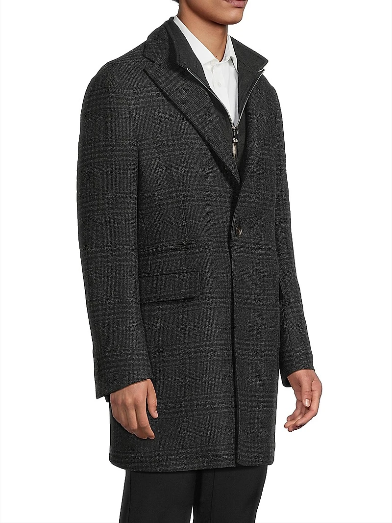 ID Glen Plaid Wool Coat