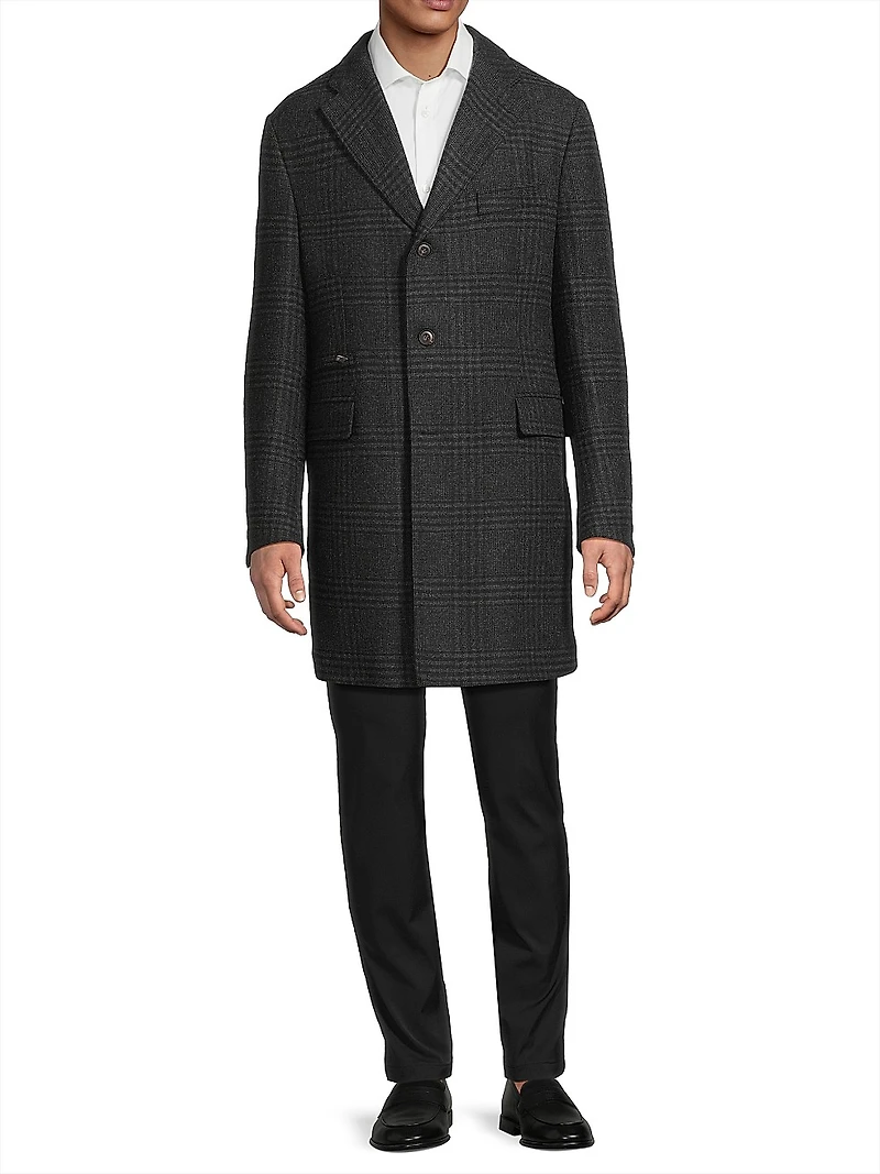 ID Glen Plaid Wool Coat