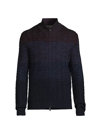 Chevron-Knit Wool Jacket