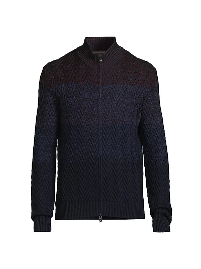Chevron-Knit Wool Jacket