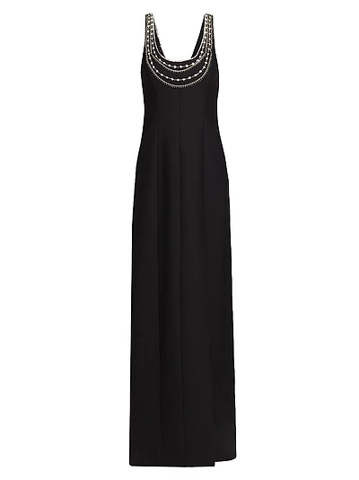 April Crystal-Embellished Column Gown
