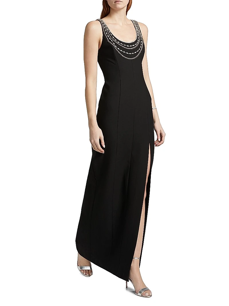 April Crystal-Embellished Column Gown