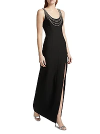 April Crystal-Embellished Column Gown
