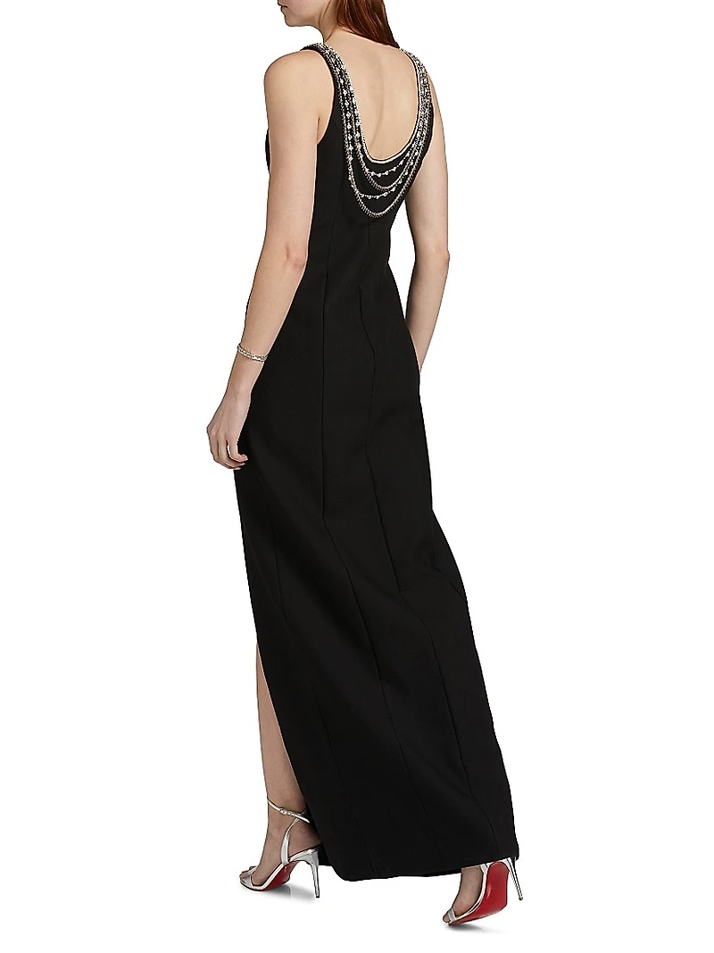 April Crystal-Embellished Column Gown