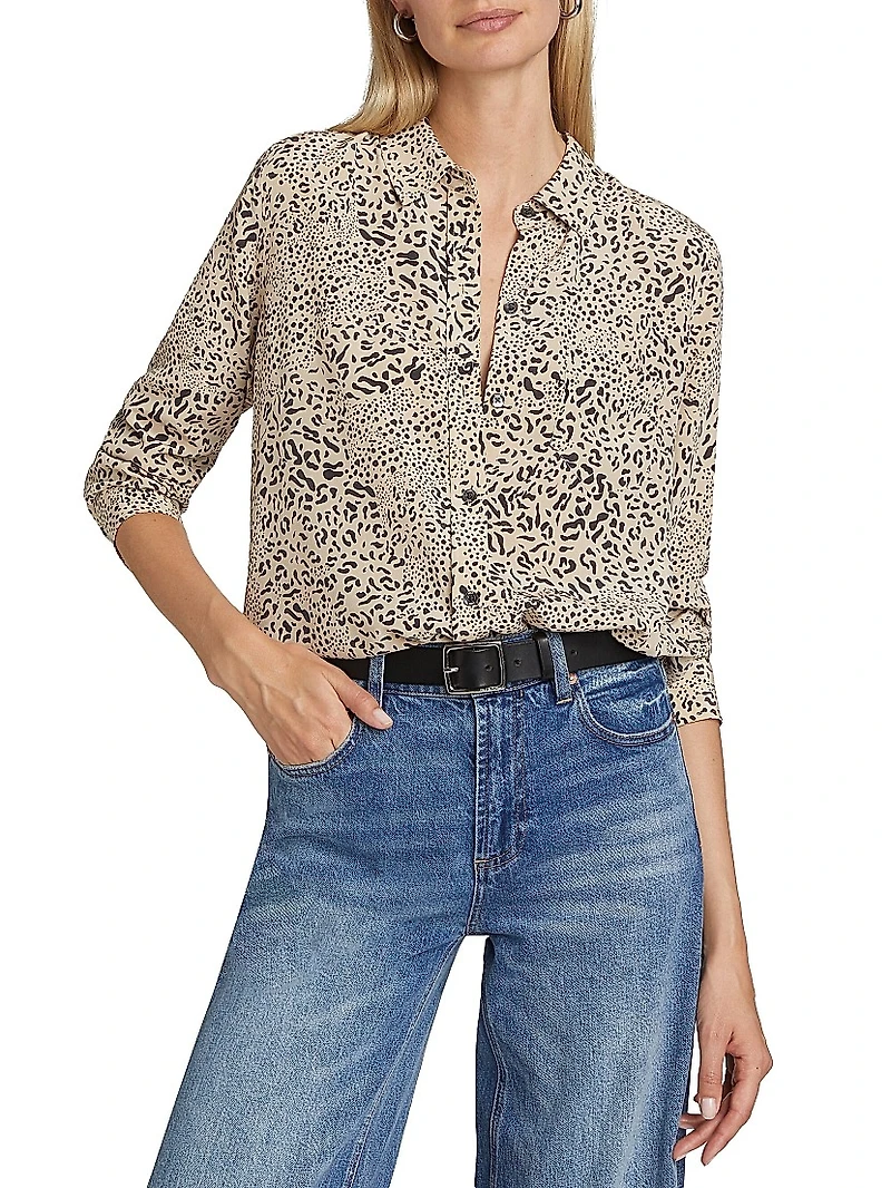 Kate Mixed Leopard Silk Shirt