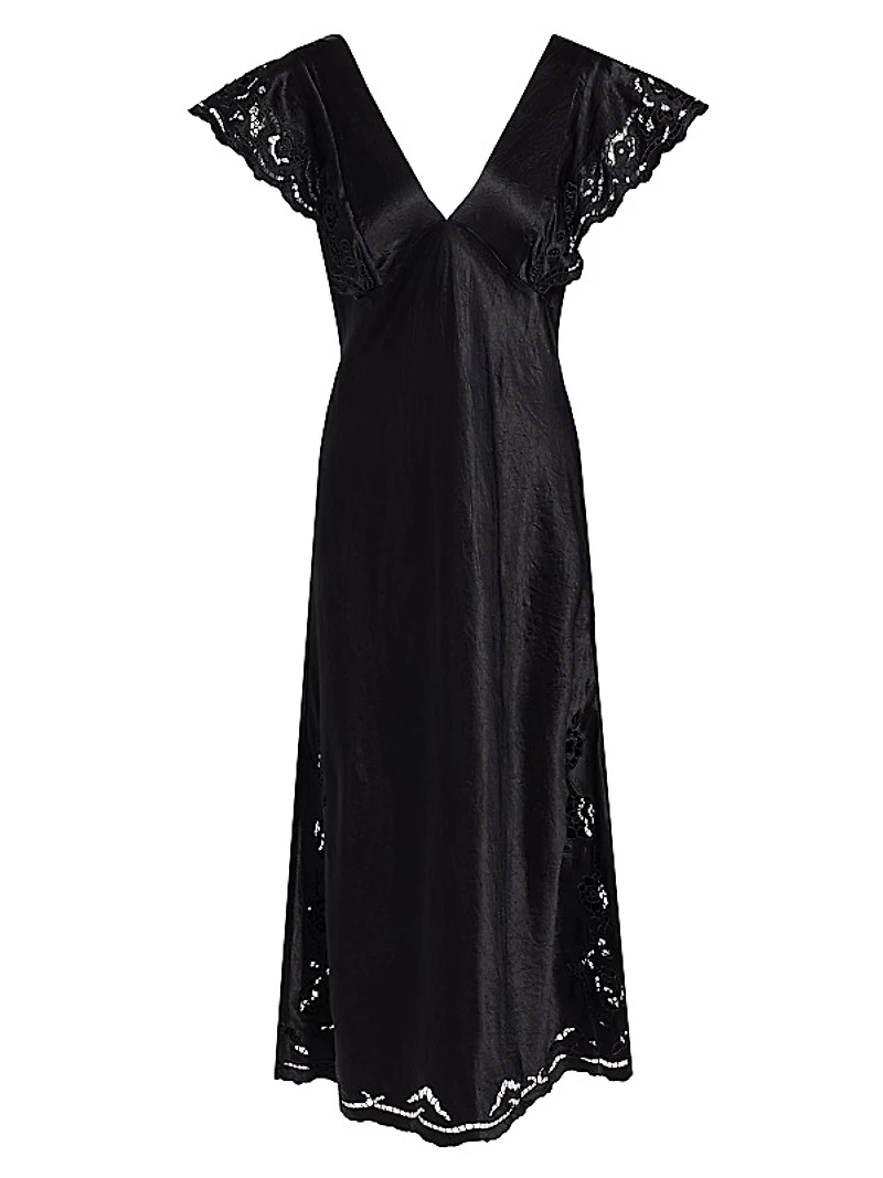 Mckenna Lace-Sleeve Midi-Dress