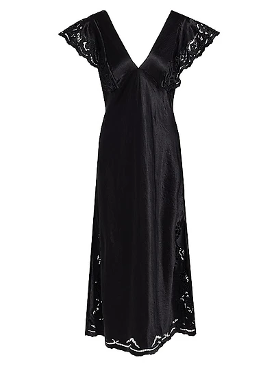 Mckenna Lace-Sleeve Midi-Dress