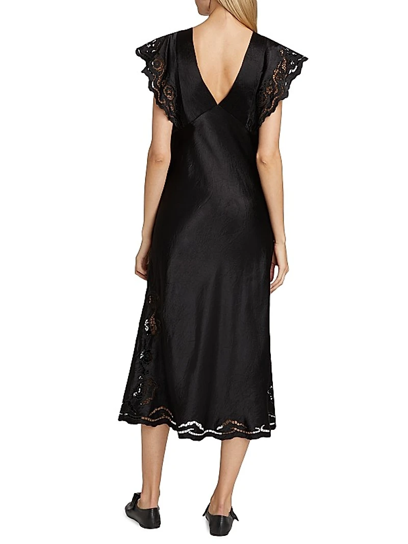 Mckenna Lace-Sleeve Midi-Dress