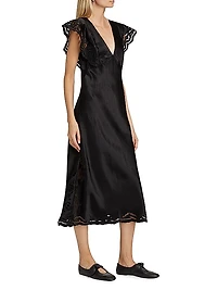 Mckenna Lace-Sleeve Midi-Dress