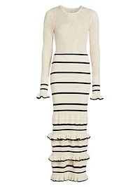 Rafaela Pointelle Ruffled Knit Maxi Dress