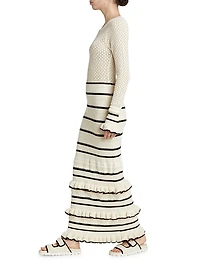 Rafaela Pointelle Ruffled Knit Maxi Dress