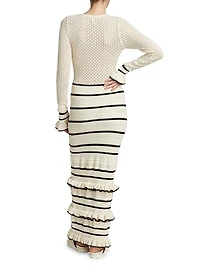 Rafaela Pointelle Ruffled Knit Maxi Dress