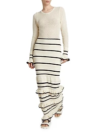 Rafaela Pointelle Ruffled Knit Maxi Dress