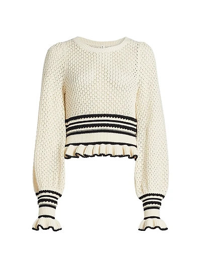 Rafaela Pointelle Ruffled Knit Top