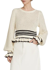 Rafaela Pointelle Ruffled Knit Top