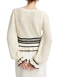 Rafaela Pointelle Ruffled Knit Top