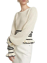 Rafaela Pointelle Ruffled Knit Top