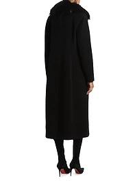 Madison Faux Fur-Collar Maxi Wool Coat