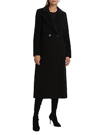 Madison Faux Fur-Collar Maxi Wool Coat