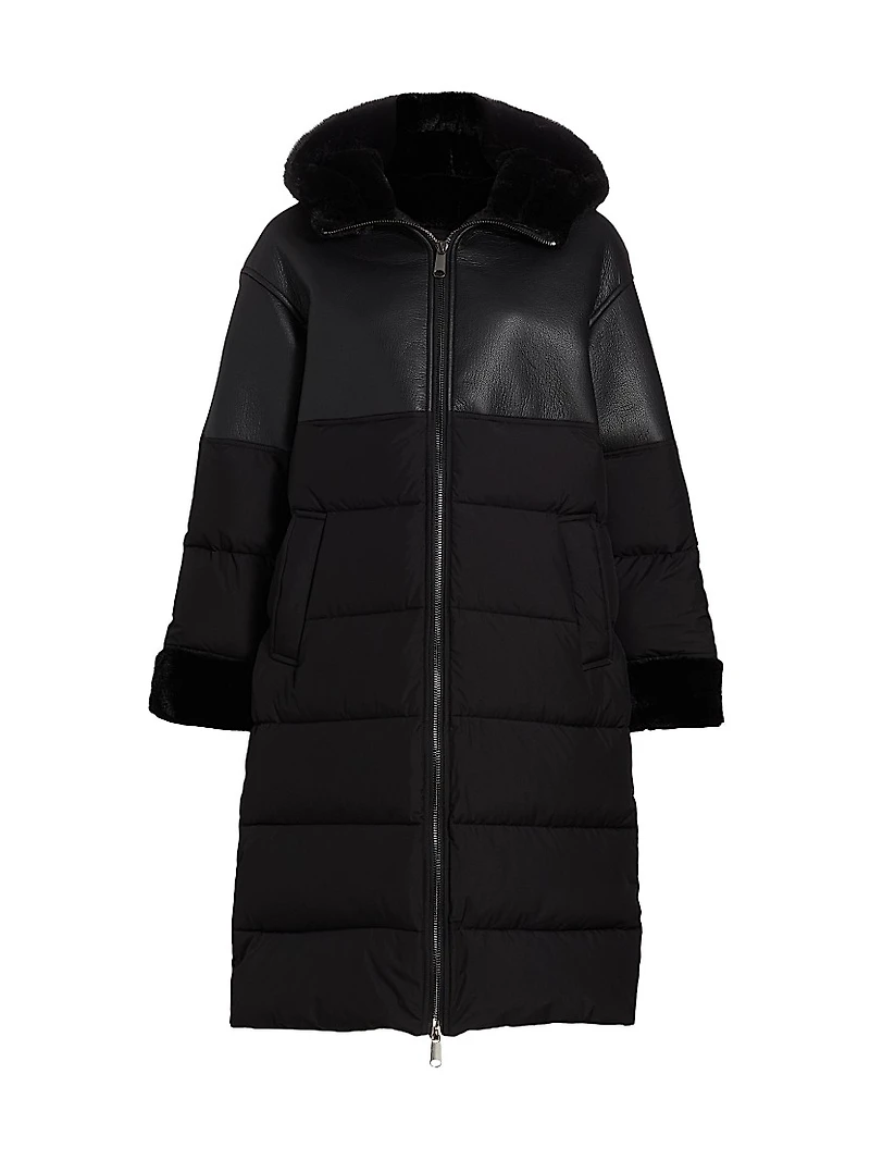 Kate Mixed-Media Puffer Coat