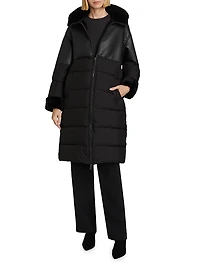 Kate Mixed-Media Puffer Coat