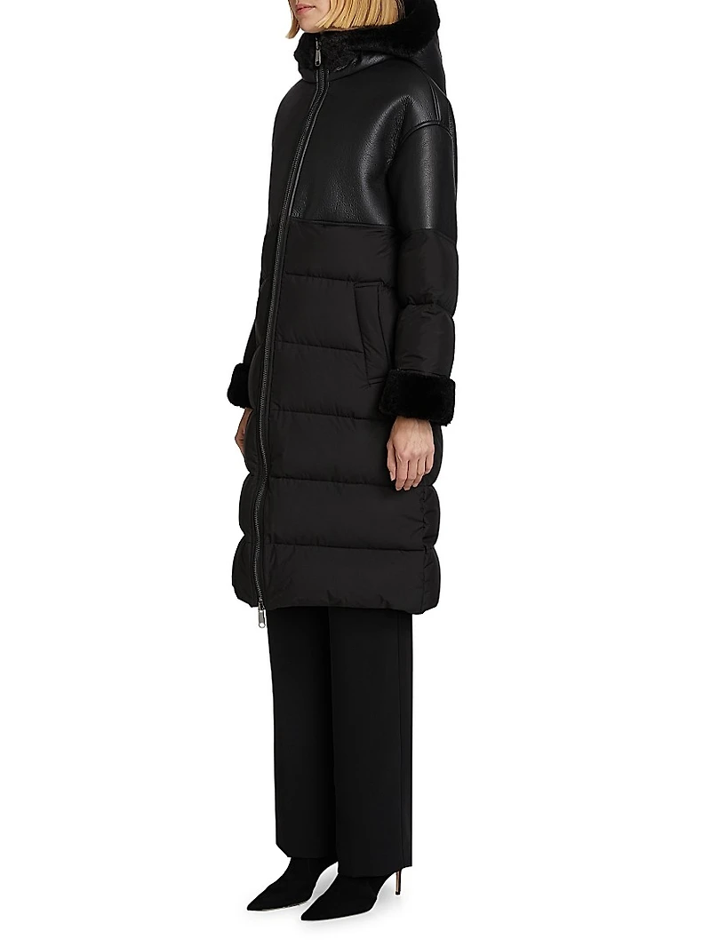 Kate Mixed-Media Puffer Coat