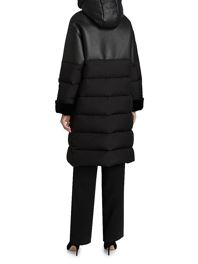 Kate Mixed-Media Puffer Coat