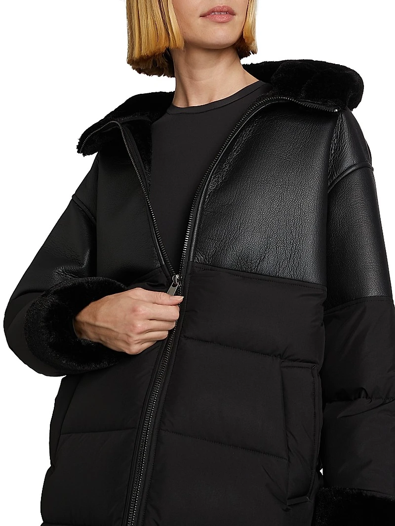 Kate Mixed-Media Puffer Coat