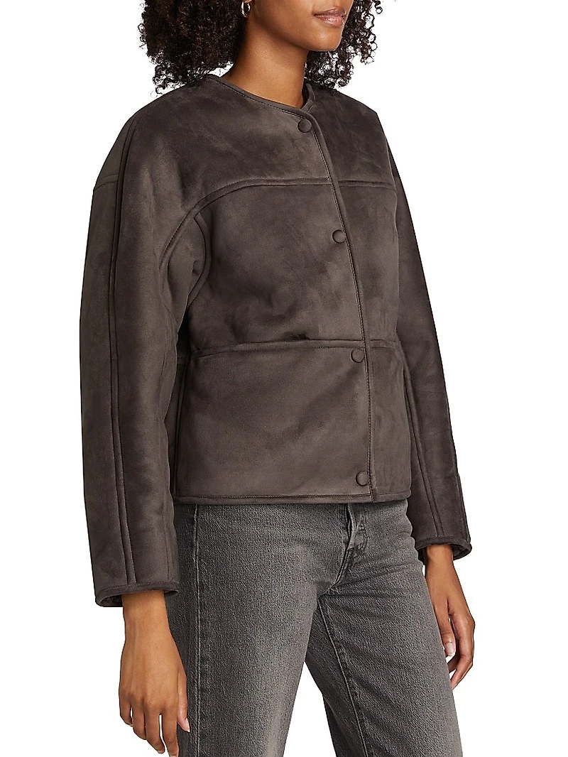 Heather Collarless Reversible Coat