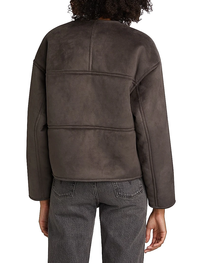 Heather Collarless Reversible Coat