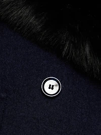 Georgia Faux Fur Collar Double-Breasted Peacoat