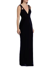 Plunging V-Neck Velvet Gown