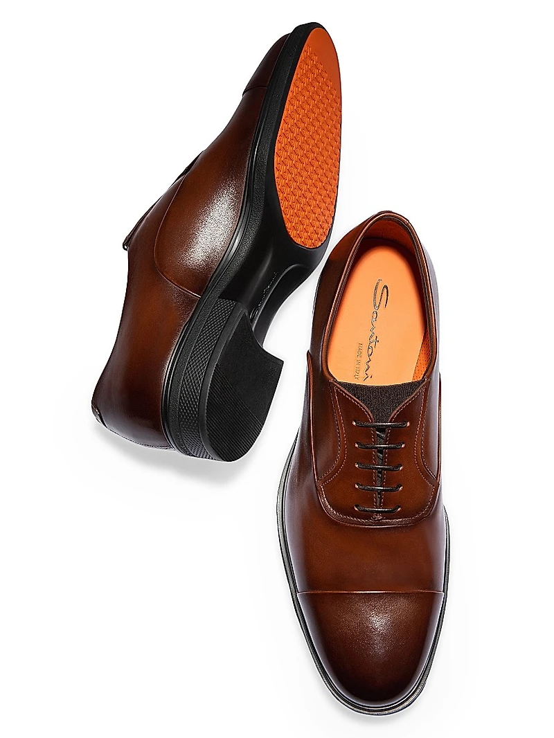 Leather Cap-Toe Derby Shoes