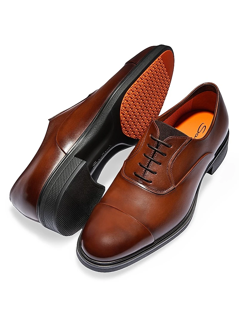 Leather Cap-Toe Derby Shoes
