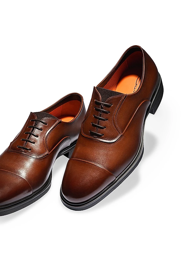 Leather Cap-Toe Derby Shoes