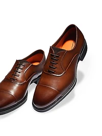 Leather Cap-Toe Derby Shoes