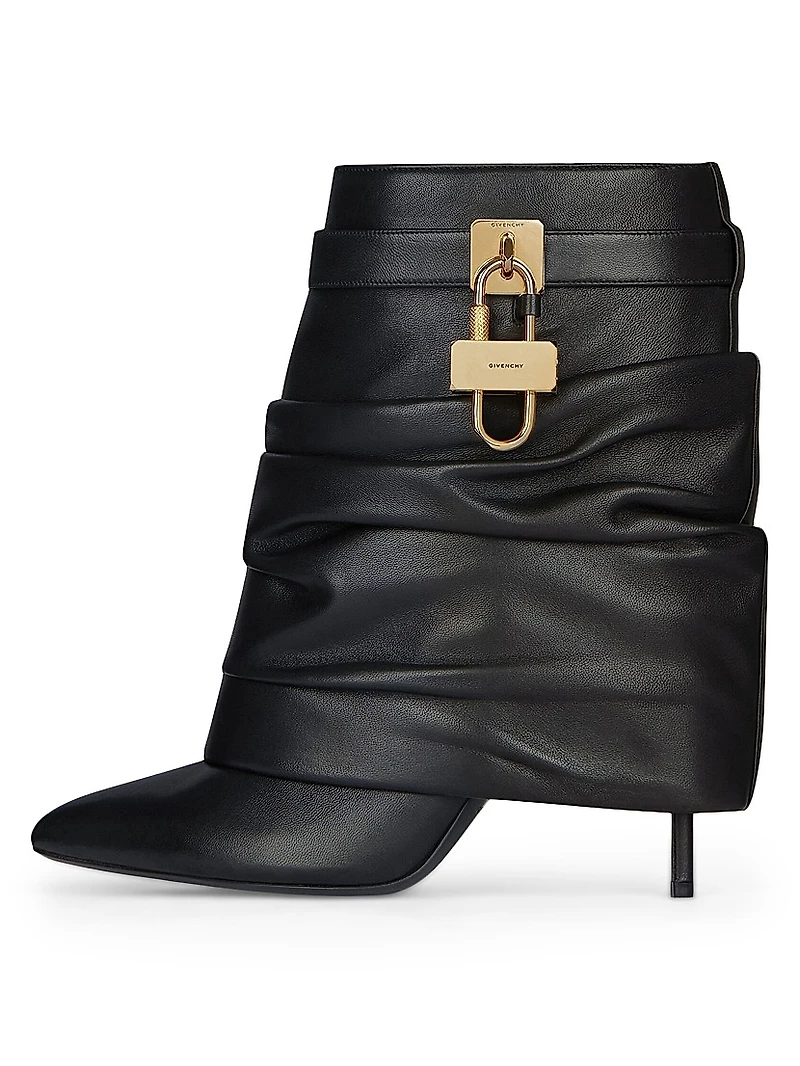 Shark Lock Stiletto Ankle Boots Nappa Leather