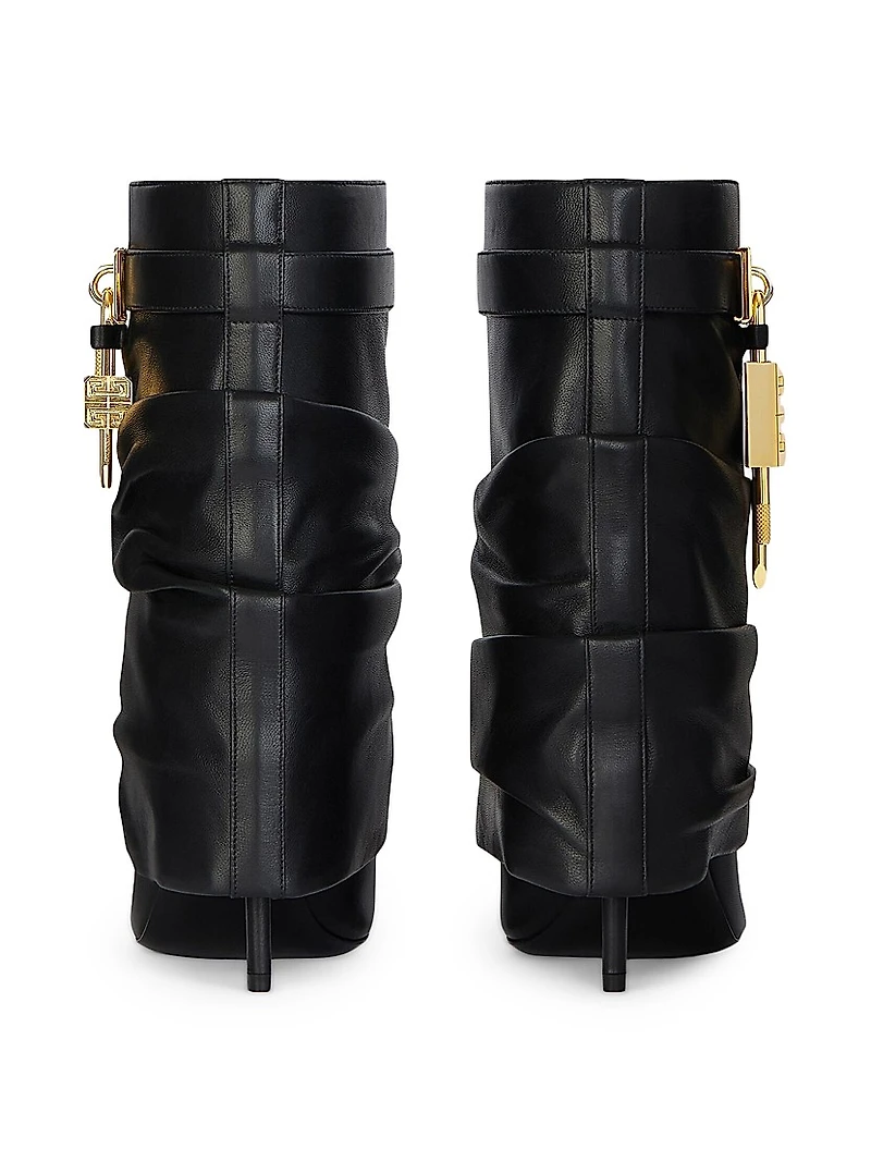 Shark Lock Stiletto Ankle Boots Nappa Leather