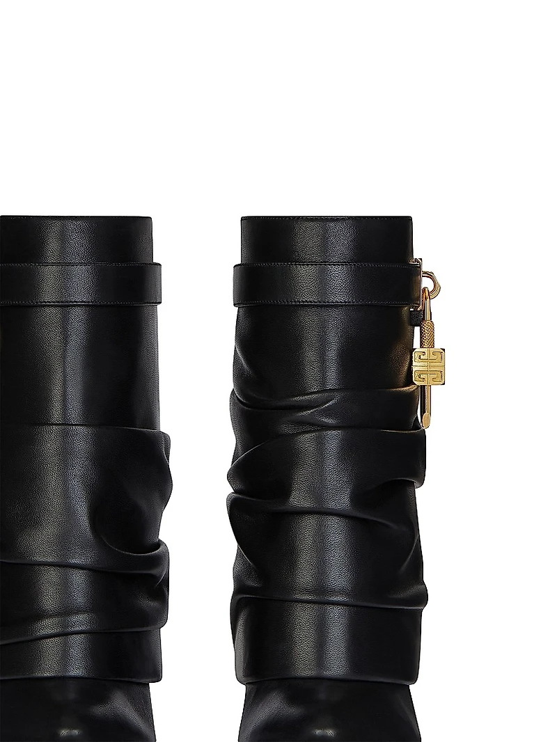 Shark Lock Stiletto Ankle Boots Nappa Leather