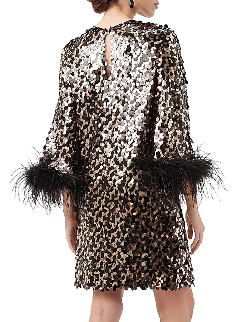 Juliet Sequin & Feather Shift Minidress