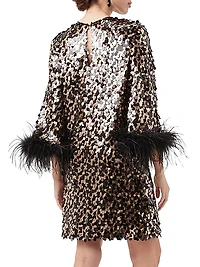 Juliet Sequin & Feather Shift Minidress