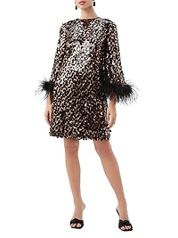 Juliet Sequin & Feather Shift Minidress