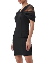 Yuma Tulle Short-Sleeve Sheath Minidress