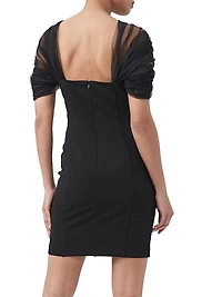 Yuma Tulle Short-Sleeve Sheath Minidress